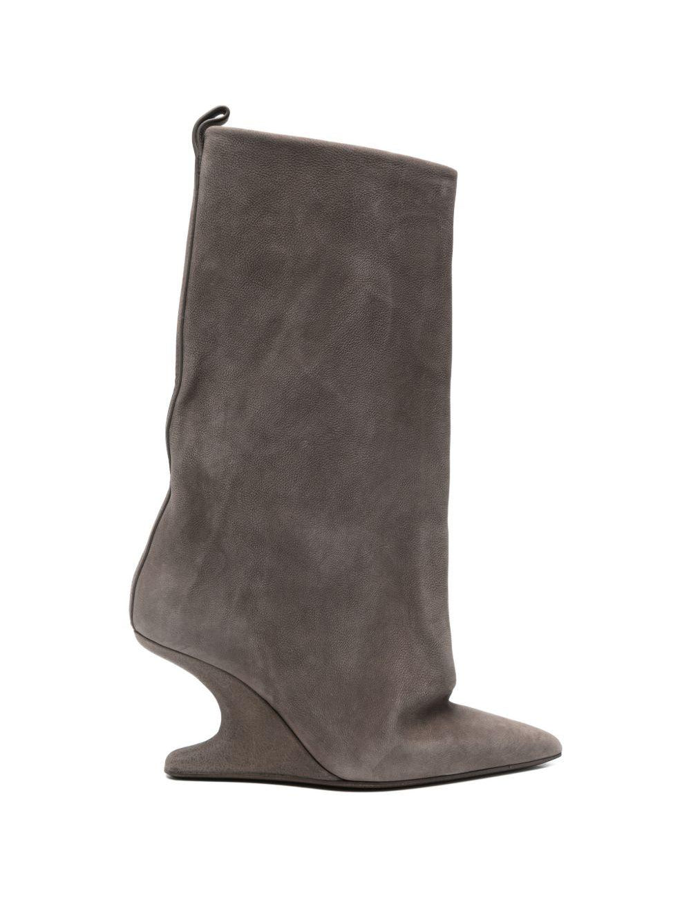Stivali in pelle a punta in grigio Rick owens - donna 