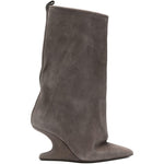 Stivali in pelle a punta in grigio Rick owens - donna 
