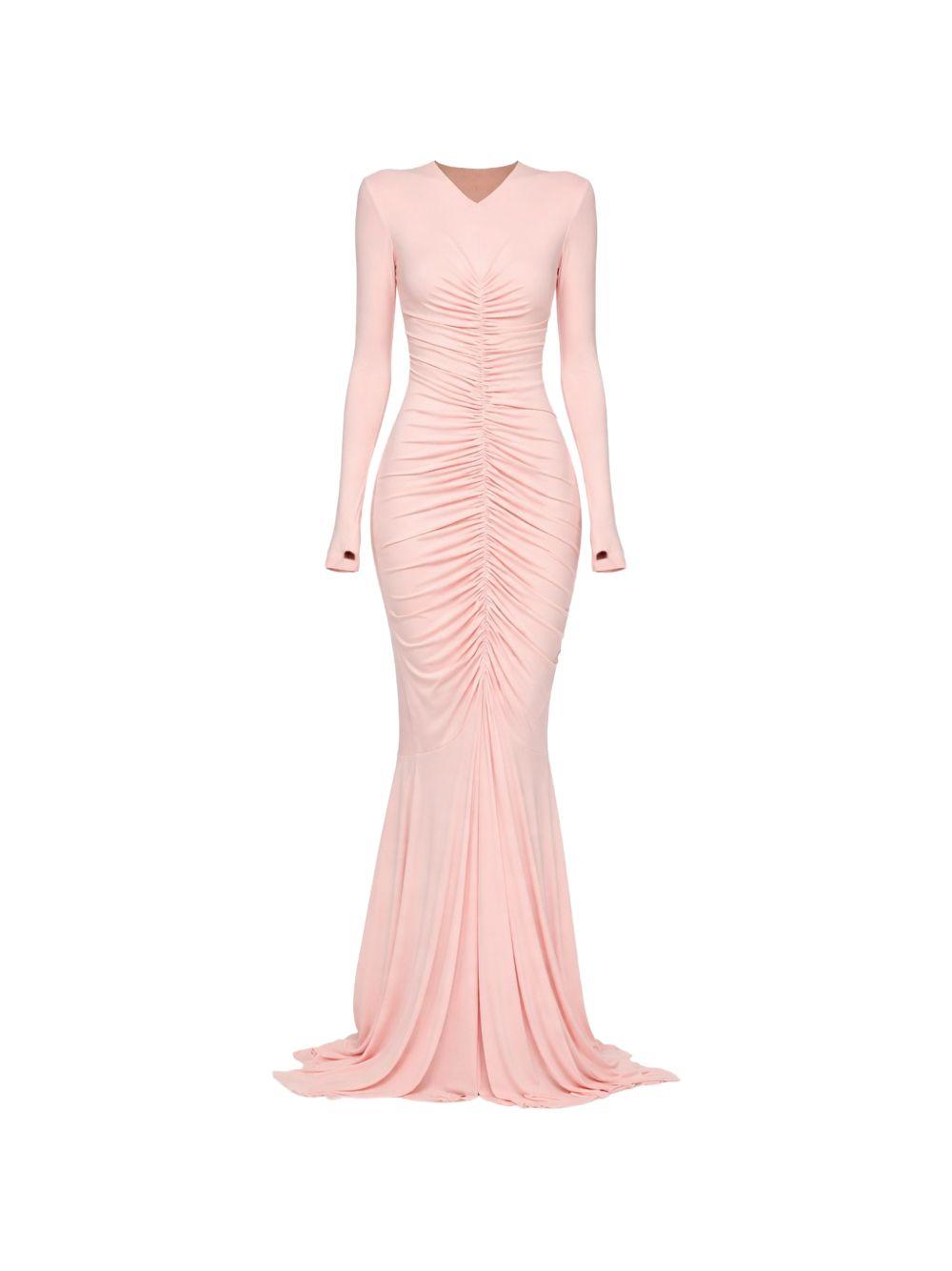 Abito a maniche lunghe con ruches in rosa Norma kamali - donna 