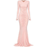 Abito a maniche lunghe con ruches in rosa Norma kamali - donna 