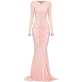 Abito a maniche lunghe con ruches in rosa Norma kamali - donna 