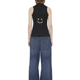 Canotta a coste con motivo smiley in nero Melitta Baumeister - donna 