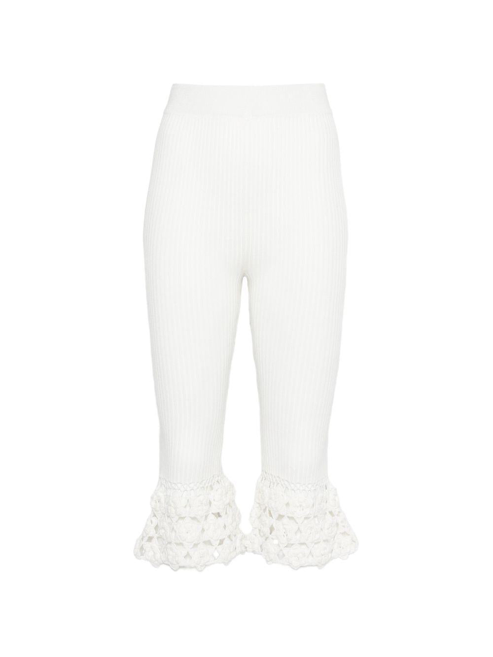 Pantaloni a coste con dettaglio all'uncinetto in bianco Ganni - donna 