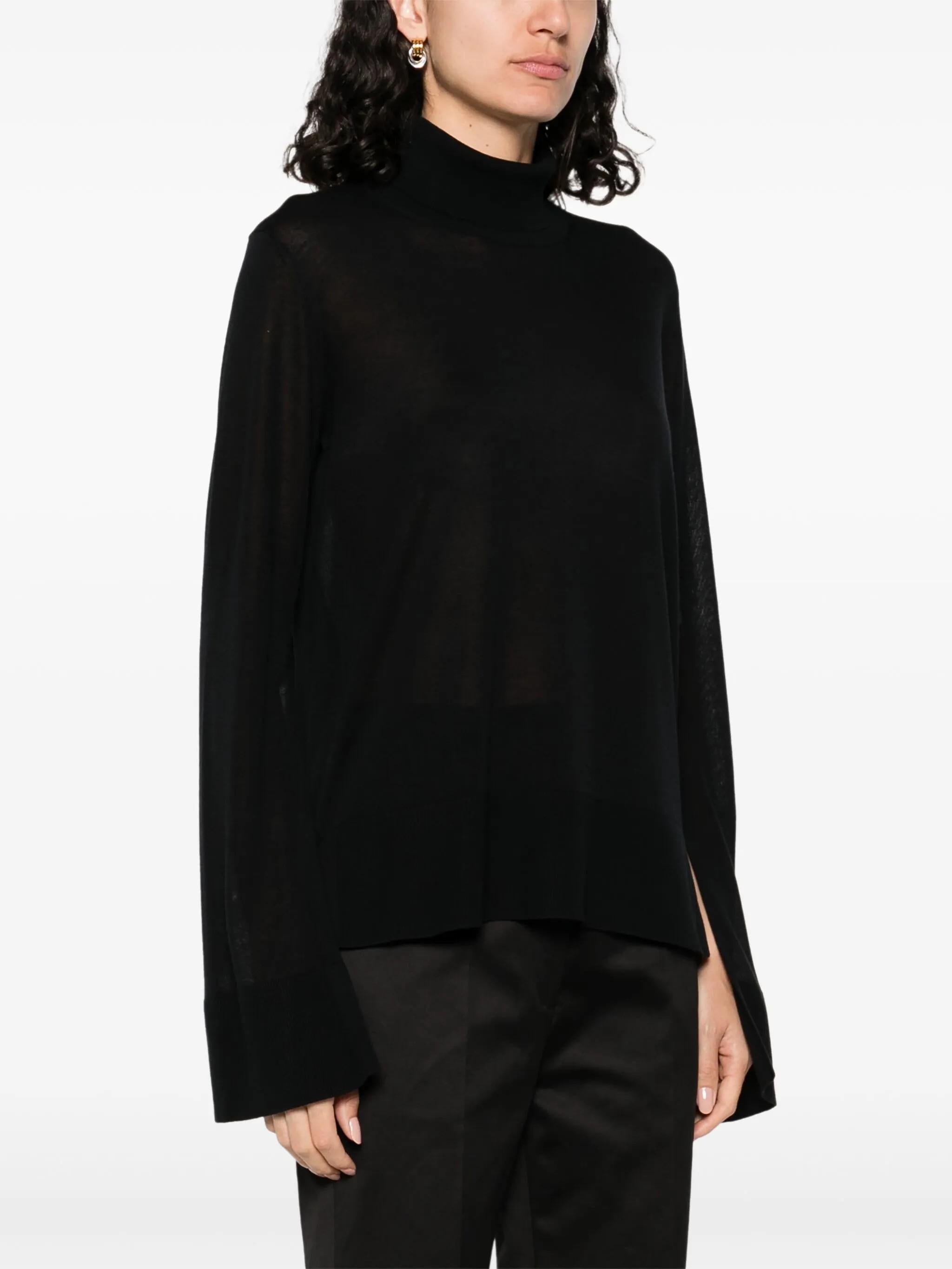 Maglione a collo alto con spacchi in nero Toteme - donna 