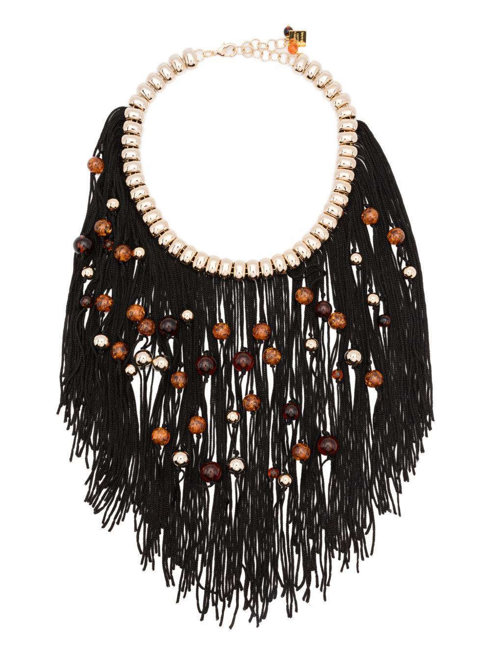 Collana con frange di perline in oro e nero Rosantica - donna 