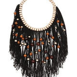 Collana con frange di perline in oro e nero Rosantica - donna 