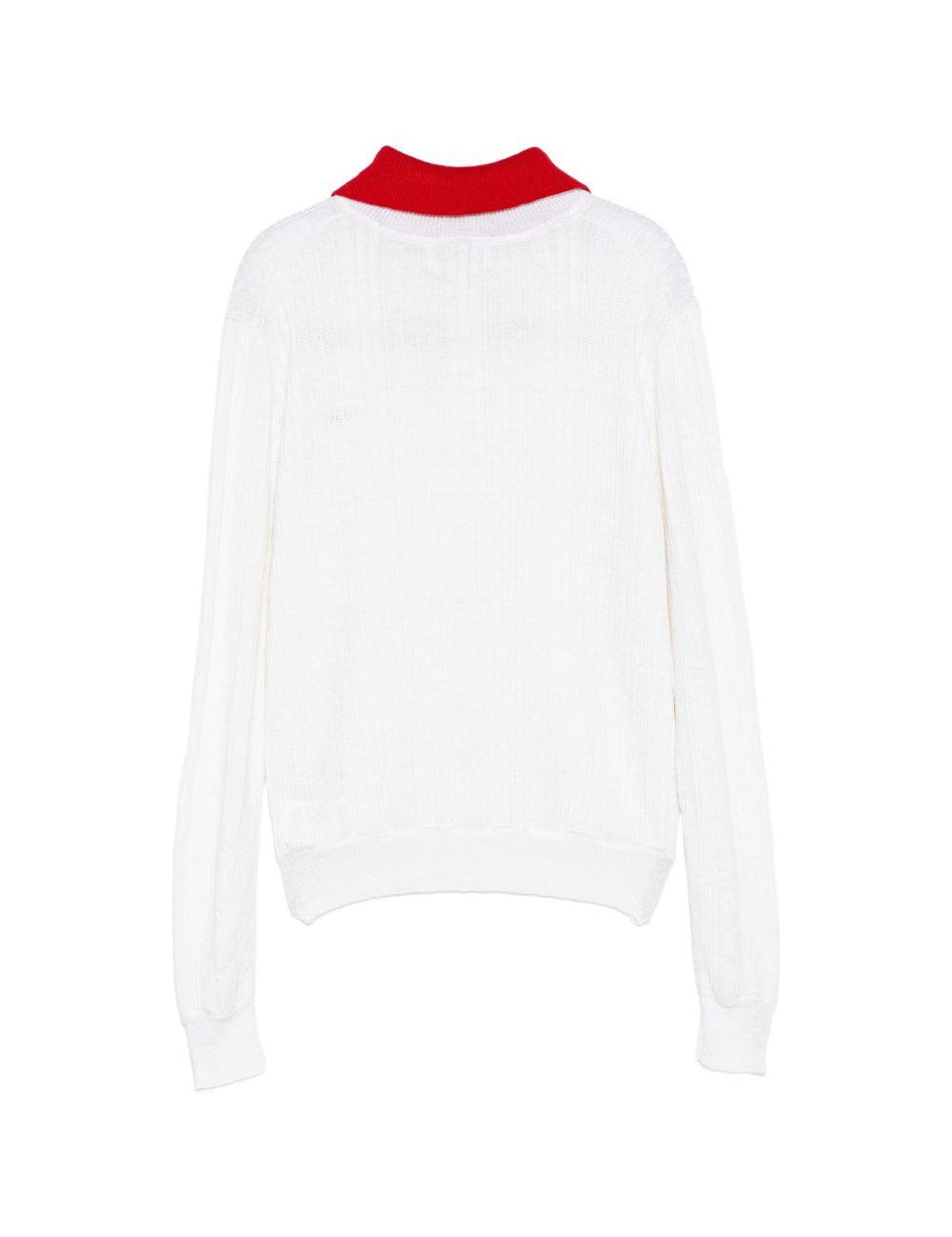 Polo con ricamo in bianco e rosso SHUSHU/TONG - donna 
