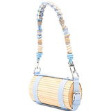 Borsa in bambù con tracolla intrecciata rimovibile in beige e celeste Feng chen wang - unisex 