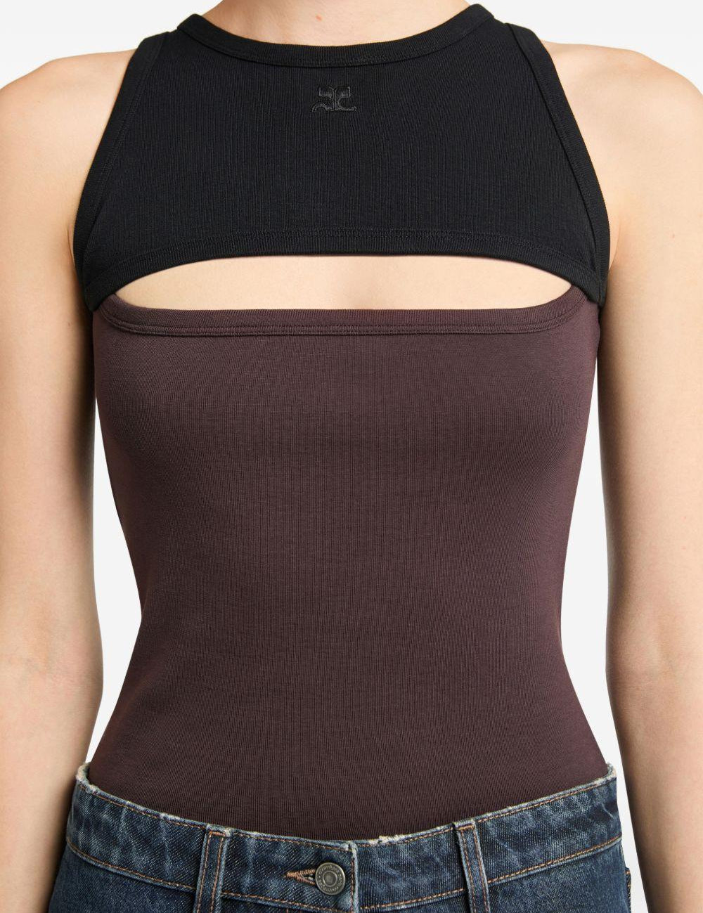 Canotta con design a contrasto in nero e rosso Courrèges - donna 