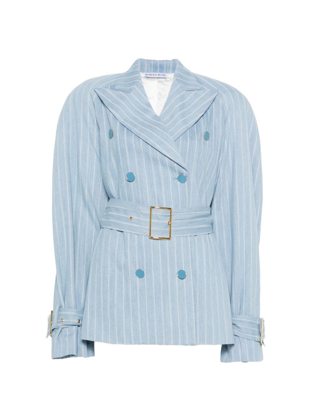 Giacca a righe con cintura in celeste Rowen rose - donna 