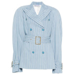Giacca a righe con cintura in celeste Rowen rose - donna 