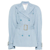 Giacca a righe con cintura in celeste Rowen rose - donna 