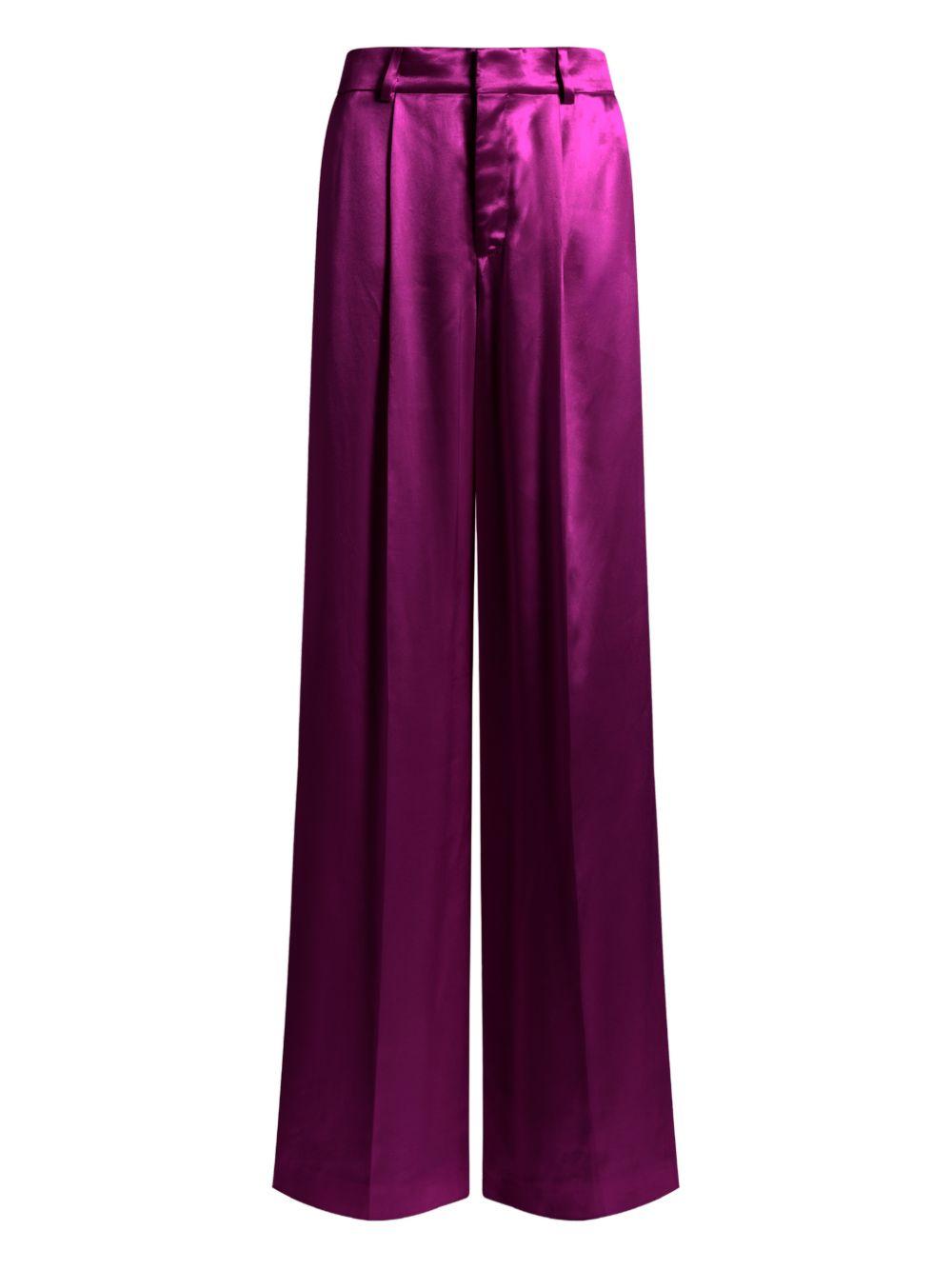Pantaloni a gamba larga satinati in viola Alberta ferretti - donna 