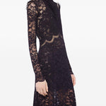 Abito lungo in pizzo nero Rabanne - donna 