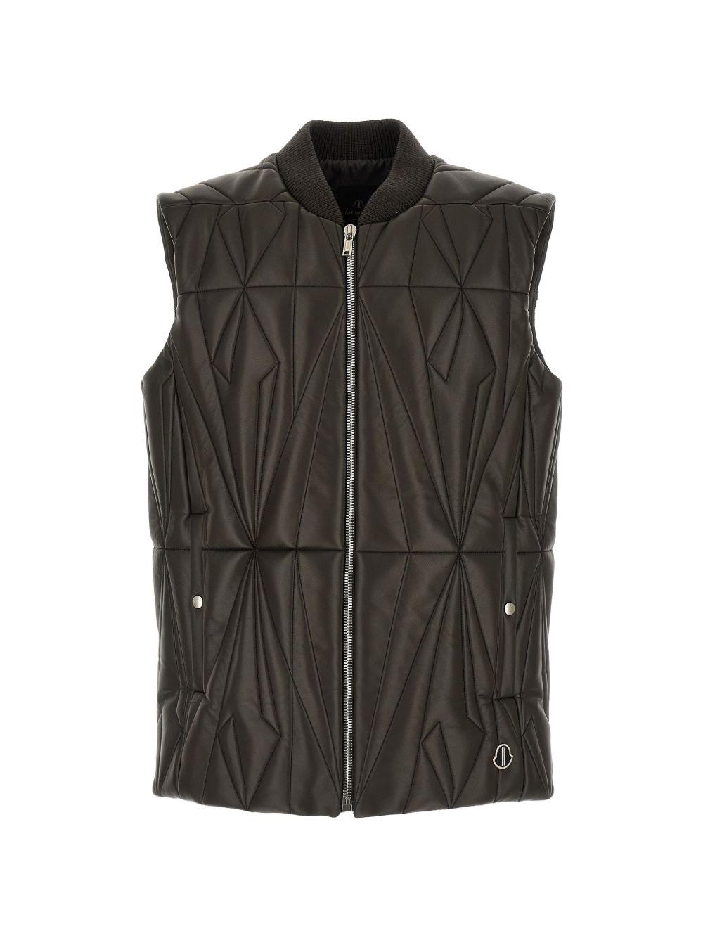 Gilet trapuntato geocamo in marrone Rick Owens x Moncler - unisex<BR/> 