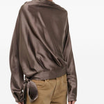 BLUSA Phoebe a maniche lunghe in seta in marrone Staud - donna 