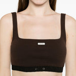 Top crop con logo in marrone Entire studios - donna 