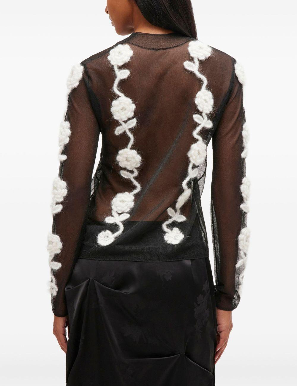 Top semi trasparente con applicazioni in nero e bianco Ganni - donna 