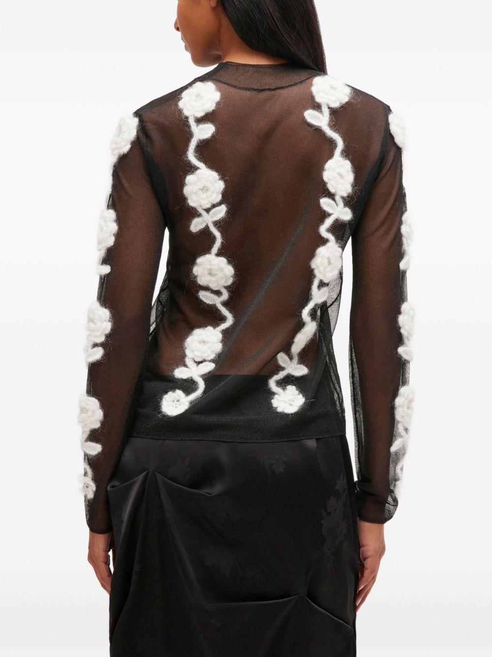 Top semi trasparente con applicazioni in nero e bianco Ganni - donna 