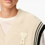 Gilet con scollo a v ami de coeur in beige Ami paris - unisex 