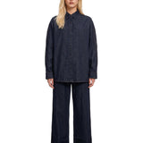 Camicia oversize in denim blu scuro 