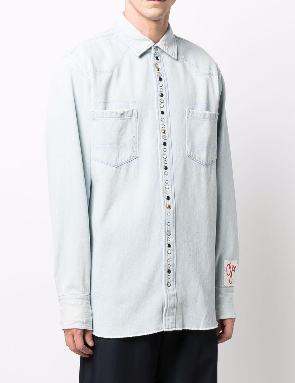Camicia denim con borchie in celeste Golden goose - uomo 