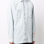 Camicia denim con borchie in celeste Golden goose - uomo 