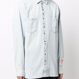 Camicia denim con borchie in celeste Golden goose - uomo 