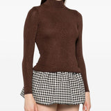 Maglia a collo alto in marrone Self-portrait - donna 