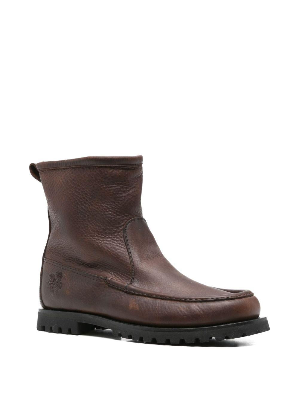 Stivali in pelle con linguetta in marrone Ranra - uomo 