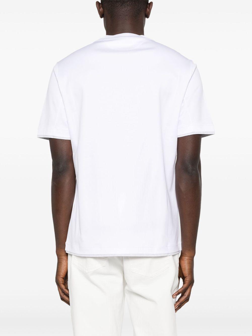 T-shirt con logo a girocollo in bianco Brunello cucinelli - uomo 