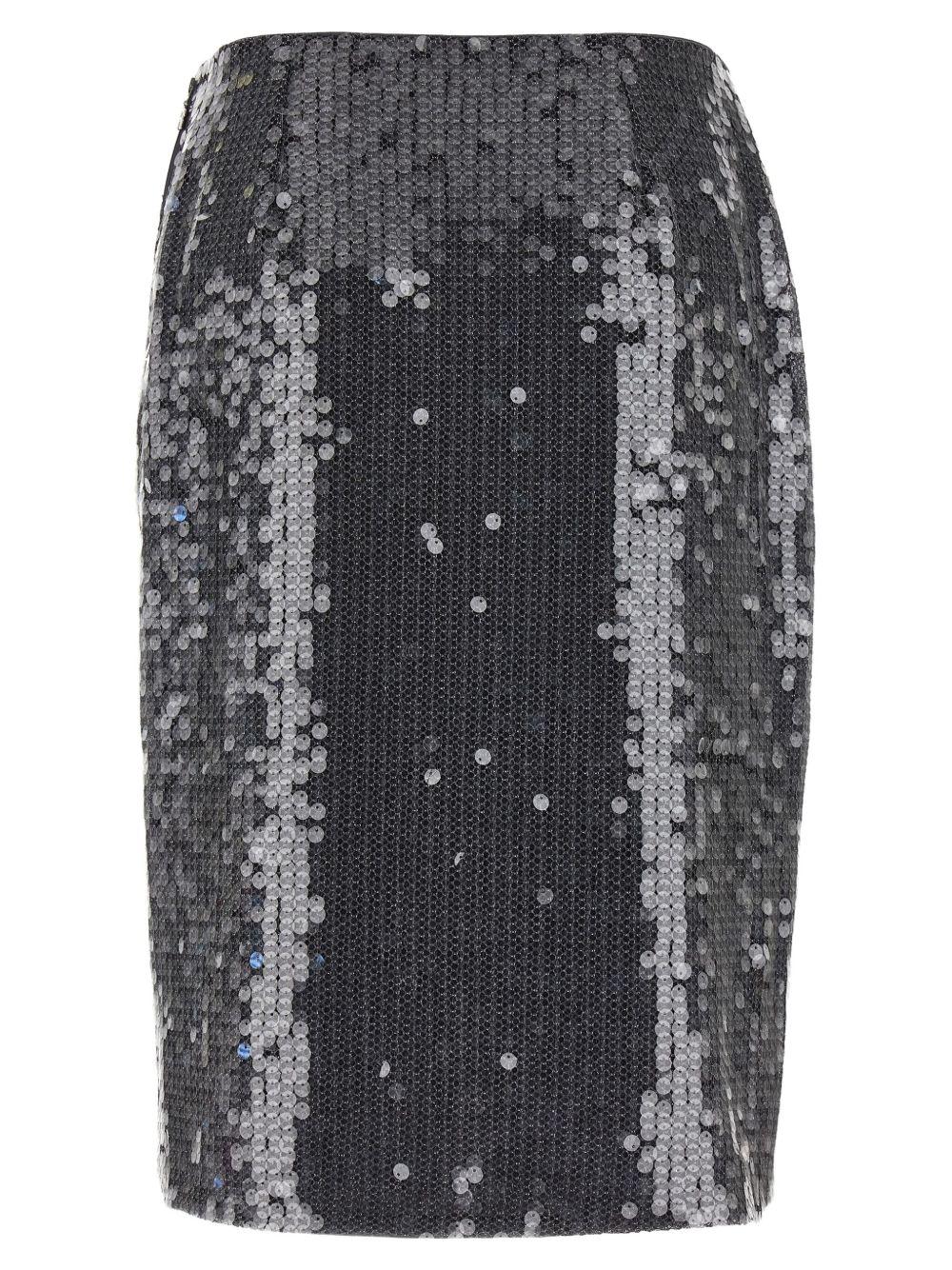 Gonna midi in paillettes in nero Rotate - donna 