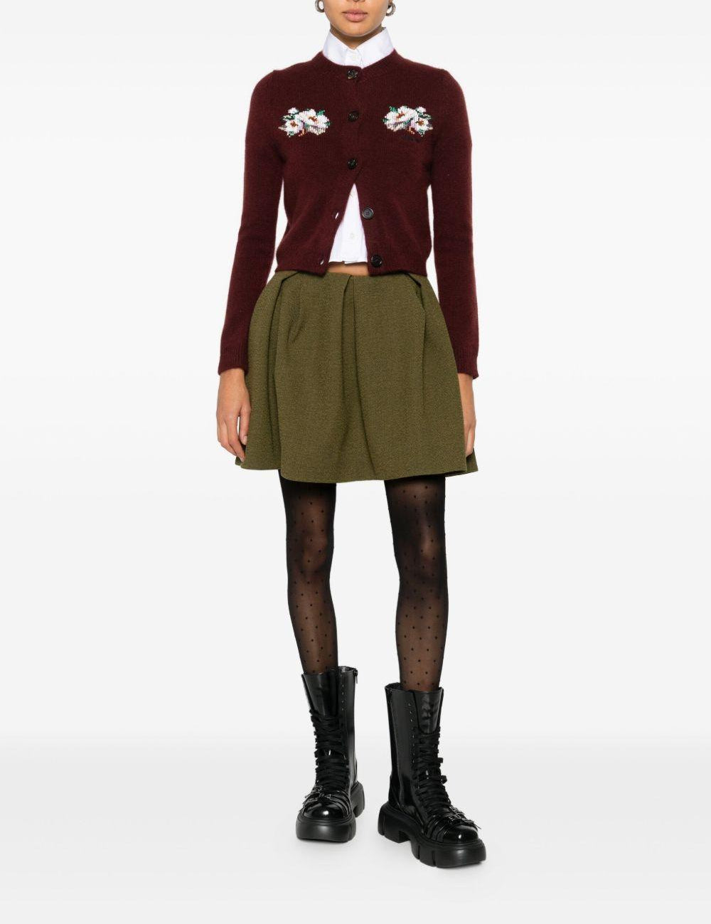 Cardigan con ricamo florele in bordeaux Shushu/tong - donna 