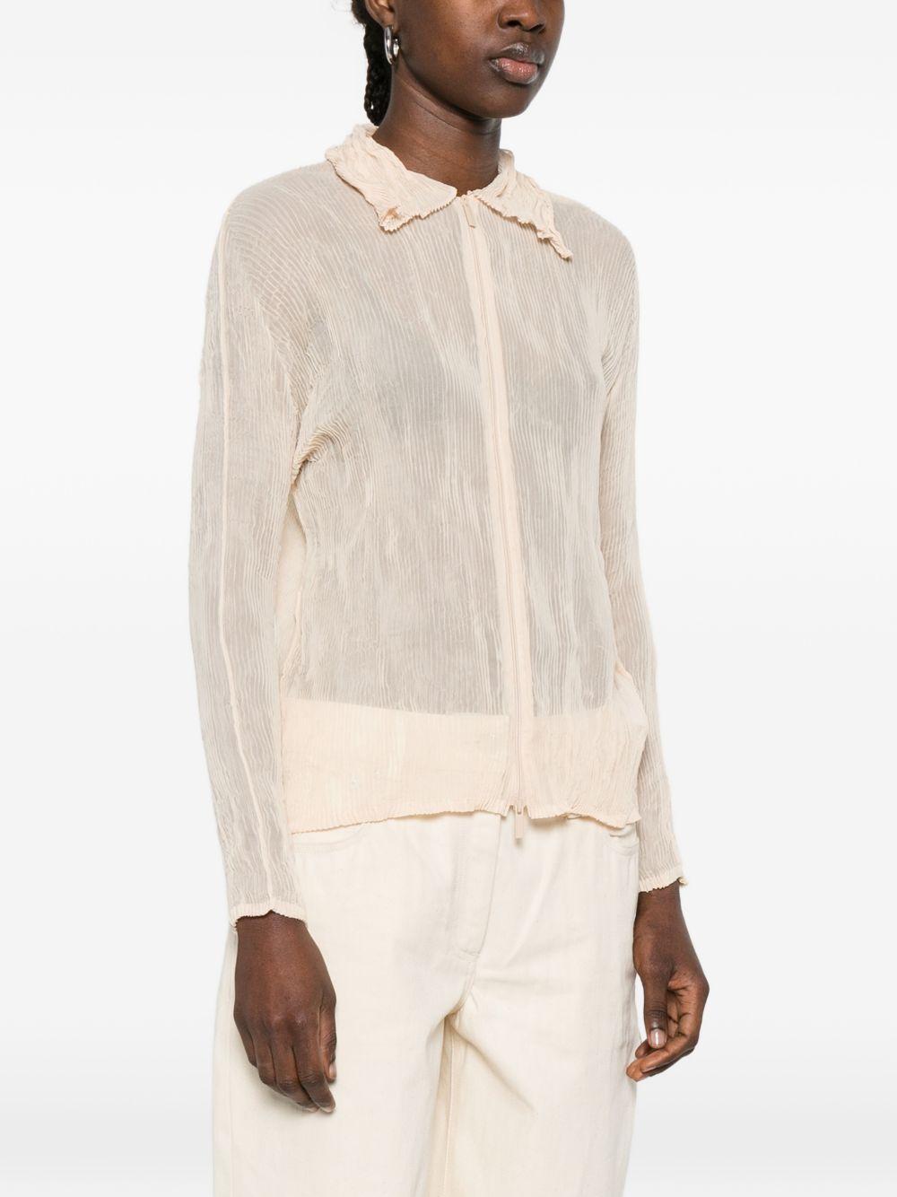 Top a maniche lunghe con design plissettato in avorio Issey miyake  - donna 