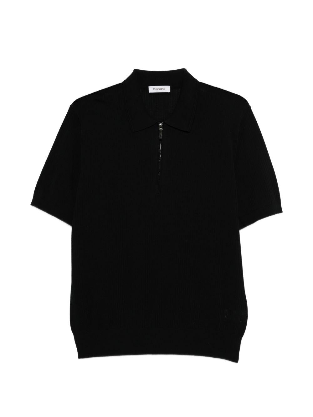 Polo a coste con zip in nero Kangra - uomo 