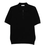 Polo a coste con zip in nero Kangra - uomo 