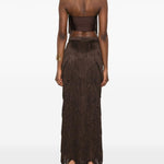Gonna lunga con frange  in marrone Bless - donna 