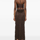 Gonna lunga con frange  in marrone Bless - donna 