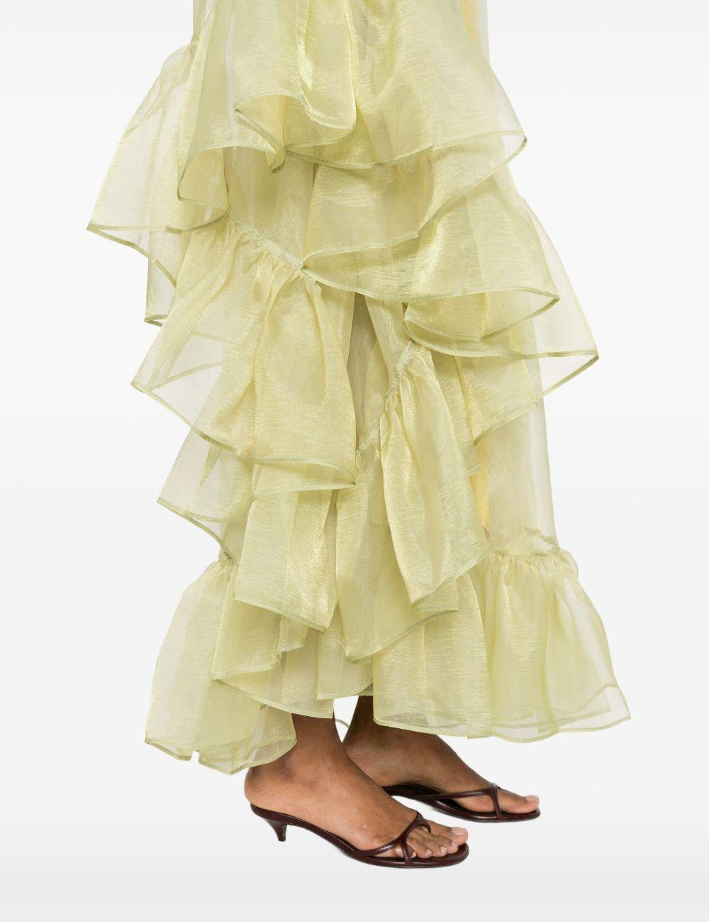 Abito lungo monospalla Cicogna in giallo taller marmo - donna<BR/> 