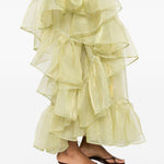 Abito lungo monospalla Cicogna in giallo taller marmo - donna<BR/> 