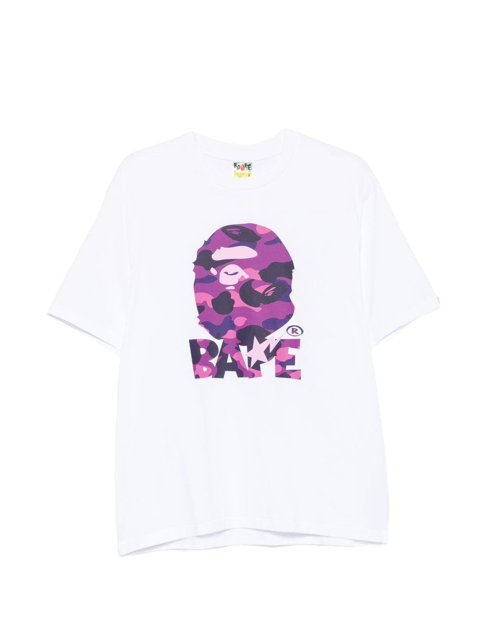 T-shirt con logo in bianco A bathing ape - uomo 