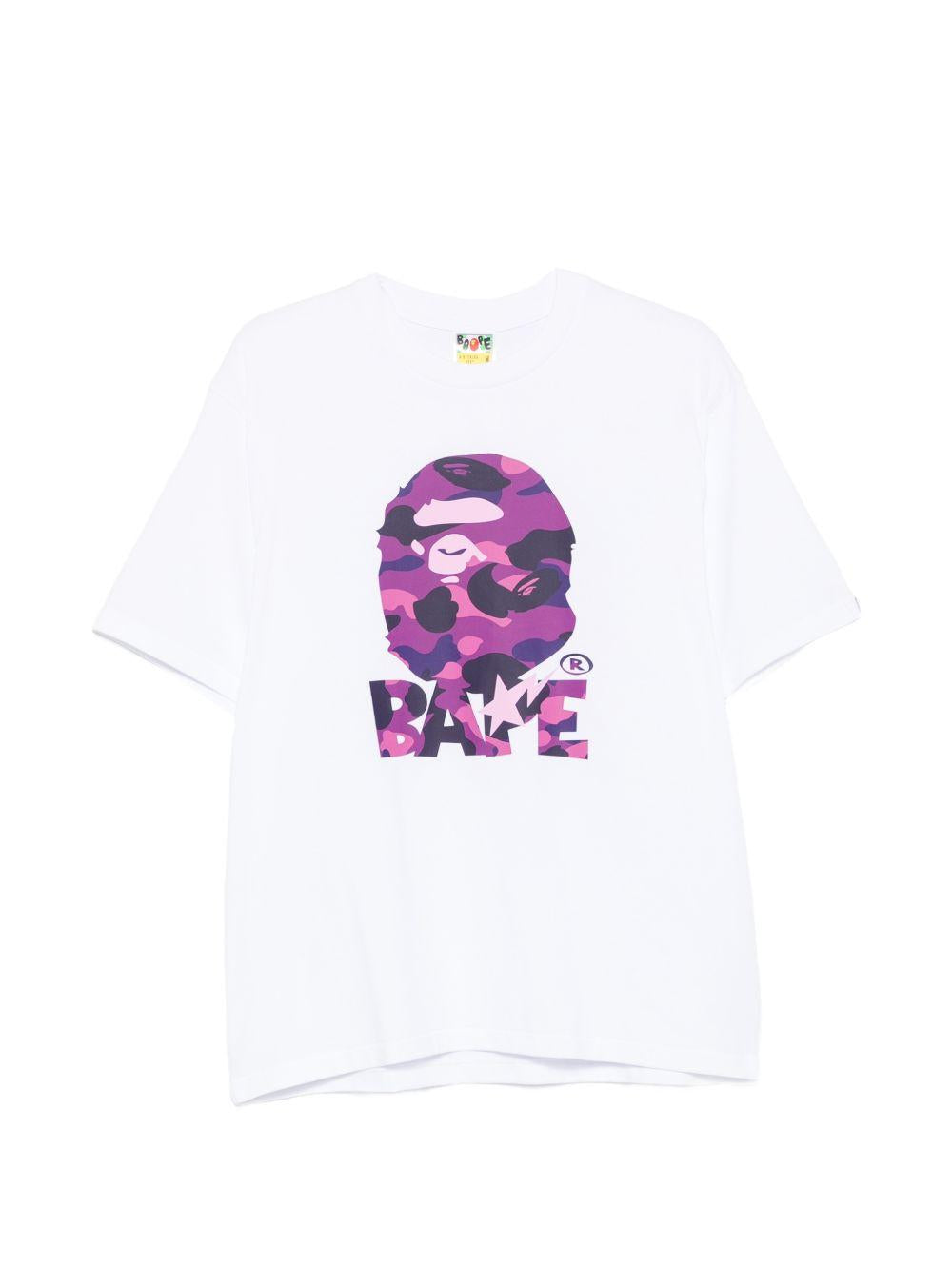 T-shirt con logo in bianco A bathing ape - uomo 