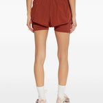 Shorts 2 in 1 con logo in rosso terracotta Adidas by Stella Mc Cartney - donna 