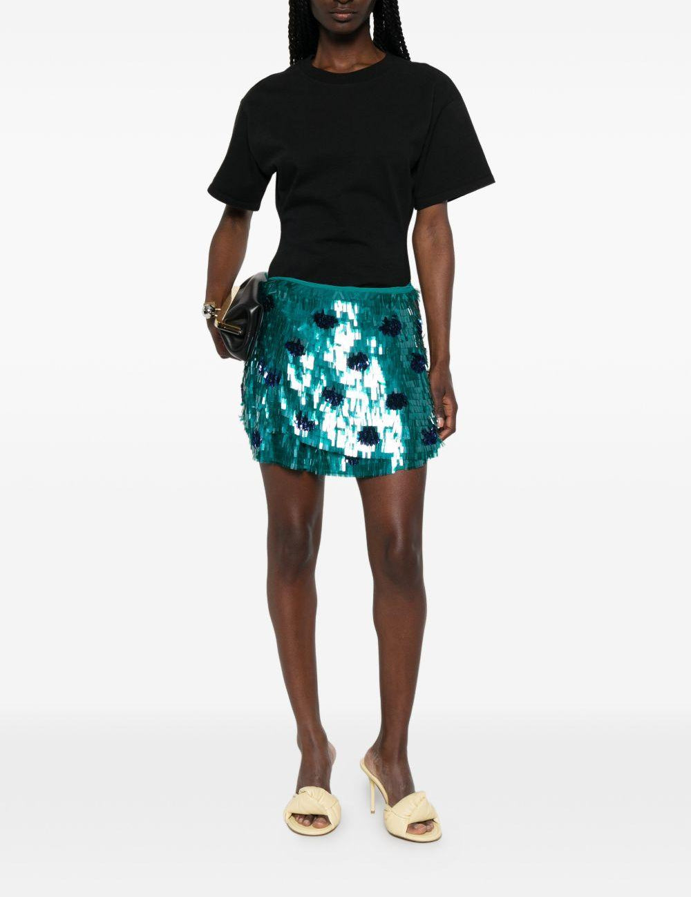 Minigonna con paillettes gabrina in verde Dries van noten - donna 