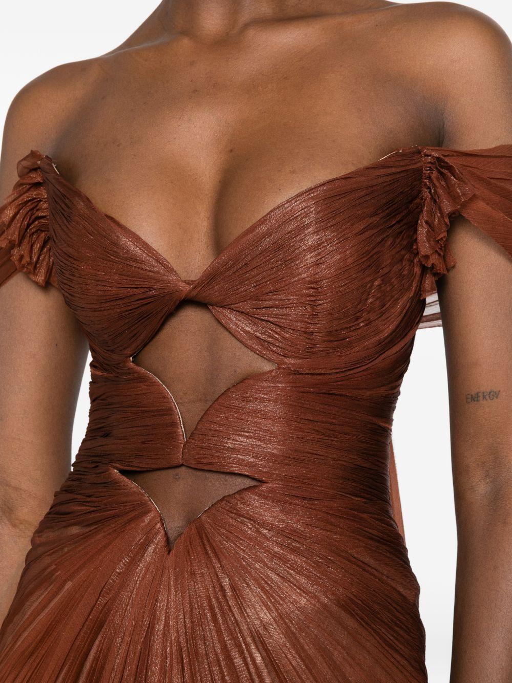 Abito maxi Catarina con effetto plissé in marrone Maria lucia hohan - donna 