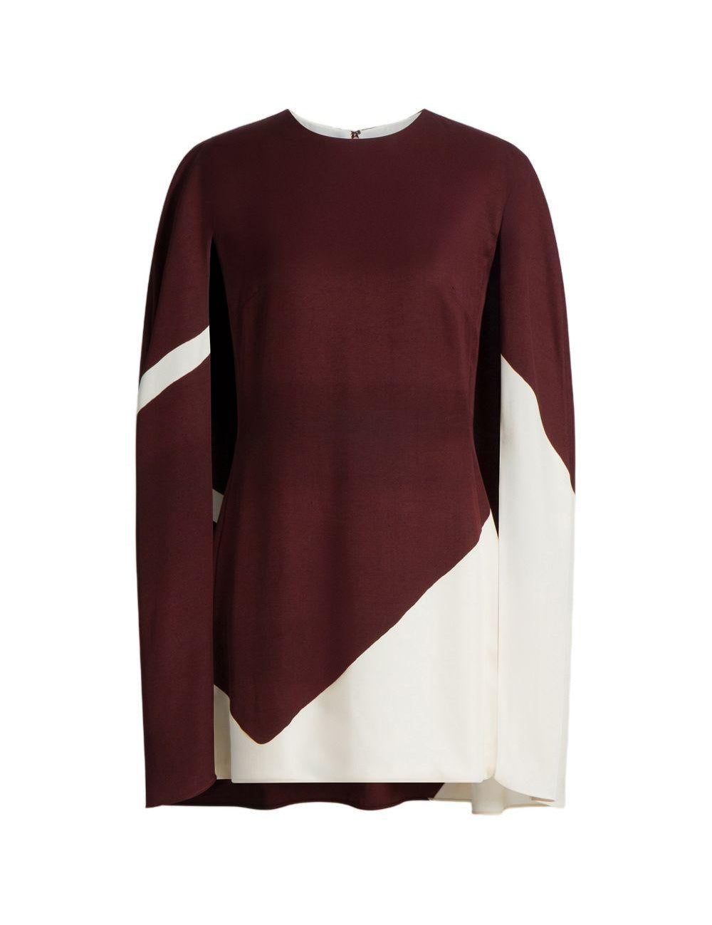 Abito mini con design color-block in marrone 