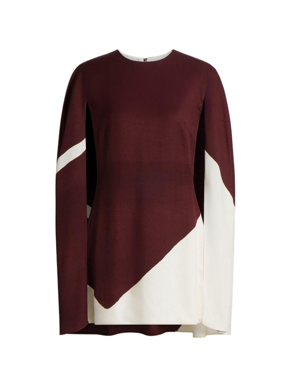 Abito mini con design color-block in marrone 