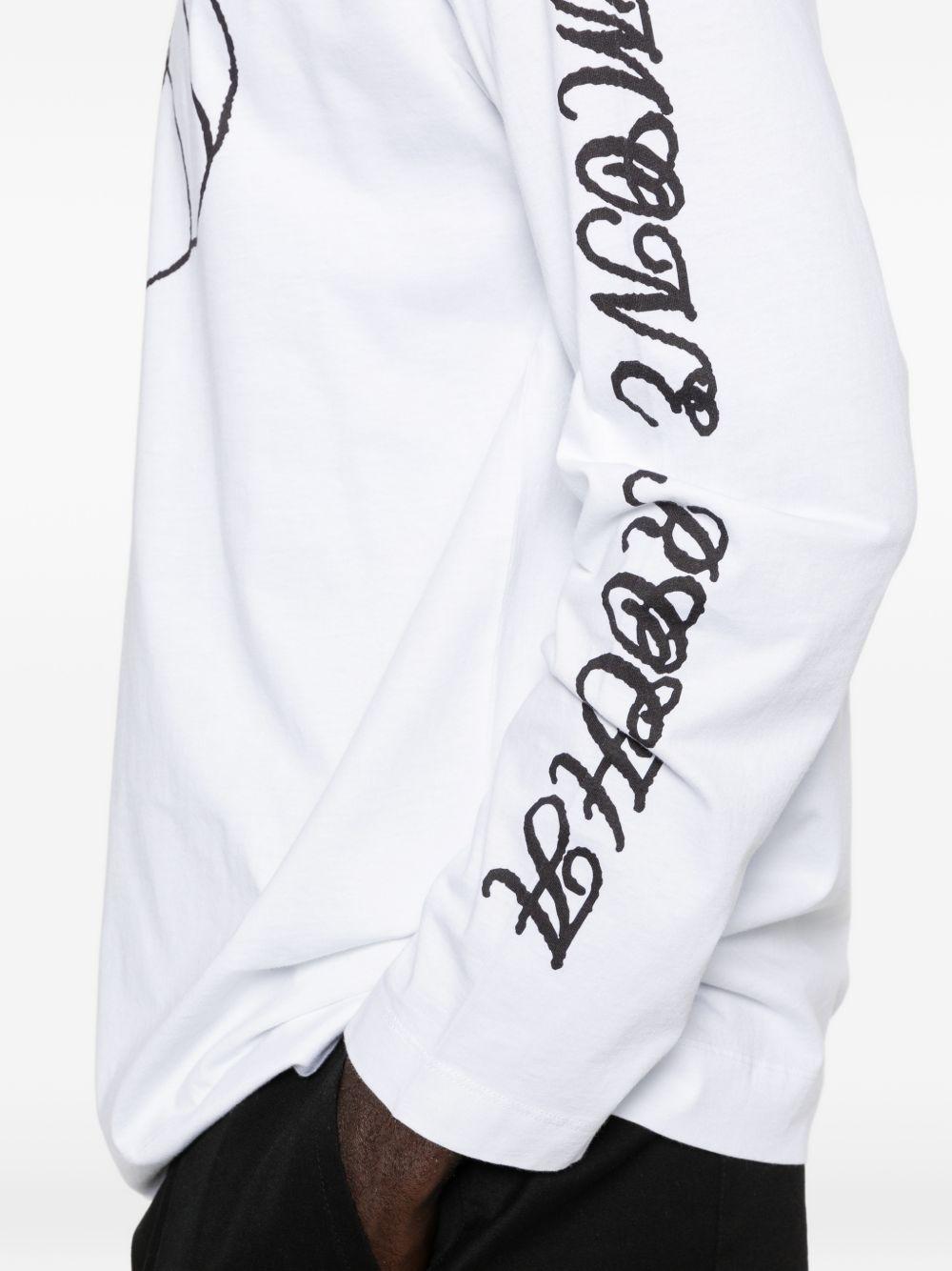 T-shirt a manica lunga stampata in bianco Simone rocha - uomo 