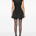 Abito corto a pois con scollo a V in nero Self-Portrait - donna 