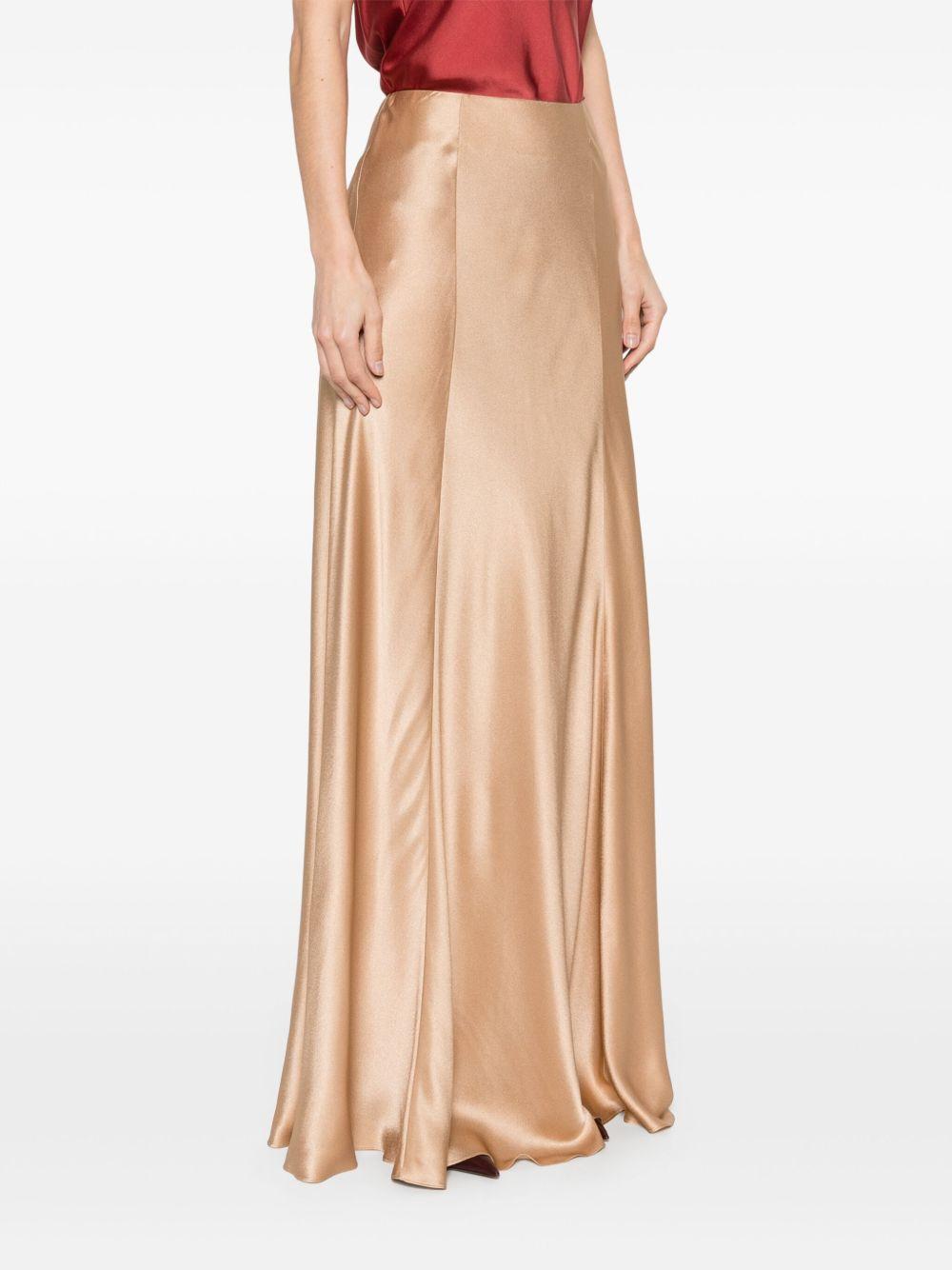 Gonna lunga in raso in beige 